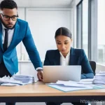 Home 16 사이버 보안 인식 프로그램의 ROI 측정 방법 - **Prompt:** A diverse group of fully clothed professionals in a modern, brightly lit office. The sce...