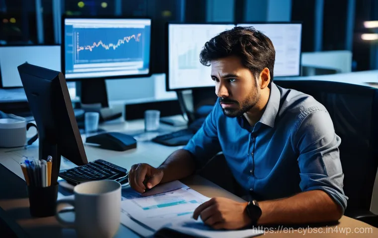 사이버 보안 인식 프로그램을 위한 외부 전문가 활용 - **Prompt:** A tired and overwhelmed IT professional, male, mid-30s, wearing slightly disheveled busi...