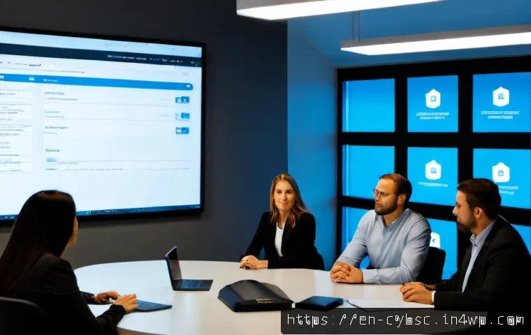 Home 17 사이버 보안 인식 교육에서의 사례 연구 활용 - Photorealistic corporate cybersecurity awareness workshop in a modern American office, diverse adult...